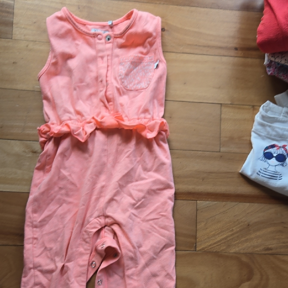 Coral Sleeveless Baby Romper
